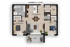2 chambres - 1118 pi2