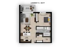 1 chambre - 800 pc (2e étage)
