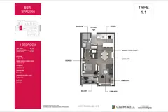 1 chambre + 1 salle de bain + balcon
